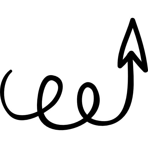 Swirly arrow pointing upwards